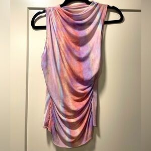 zara printed tulle mesh sleeveless top